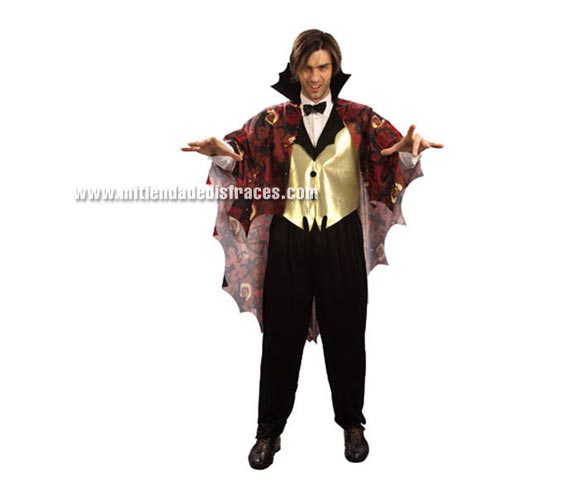 Disfraz de Vampiro con Capa Adulto Económico. Talla única 52/54. Incluye capa, camisa y chaleco y pantalones.