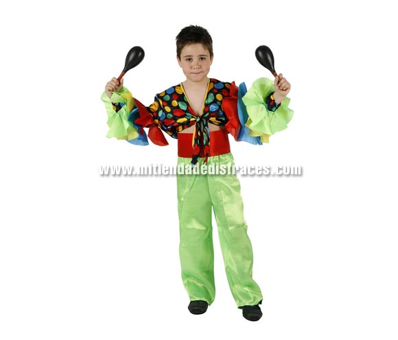 Disfraz de Rumbero infantil. Talla de 3 a 4 años. Incluye camisa, pantalón y fajin. Disfraz de Caribeño o Brasileño para niño.