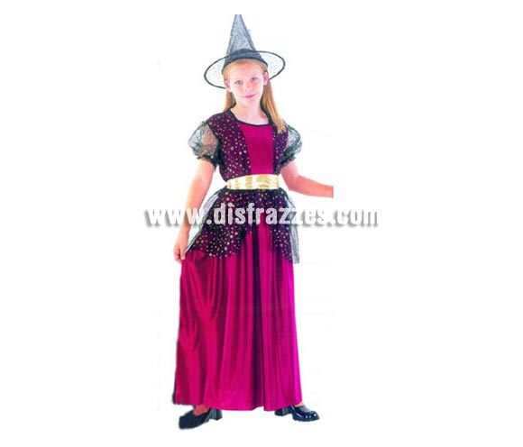 Disfraz de Bruja Rosa vestido largo infantil barato para Halloween. Talla de 5 a 6 años. Incluye vestido, sombrero y cinturón. Éste disfraz de Halloween es ideal para celebrar la Fiesta de la Noche de las Brujas cada vez más arraigada en nuestro País en Pub's, Discotecas, Casas particulares,  Restaurantes o Colegios y ayudar a crear un ambiente terrorífico y tenebroso indispensable para la Noche de Halloween la cual se celebra la víspera de Todos los Santos.
¡¡Compra tu disfraz para Halloween en nuestra tienda de disfraces, será divertido!!