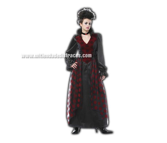 Disfraz de Vampiresa Adulta Económico. Talla única 40/44. Incluye vestido y gargantilla.