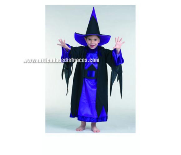 Disfraz de Mago infantil. Alta calidad. Hecho en España. Disponible en varias tallas. Incluye sombrero, traje, cinturón y túnica.