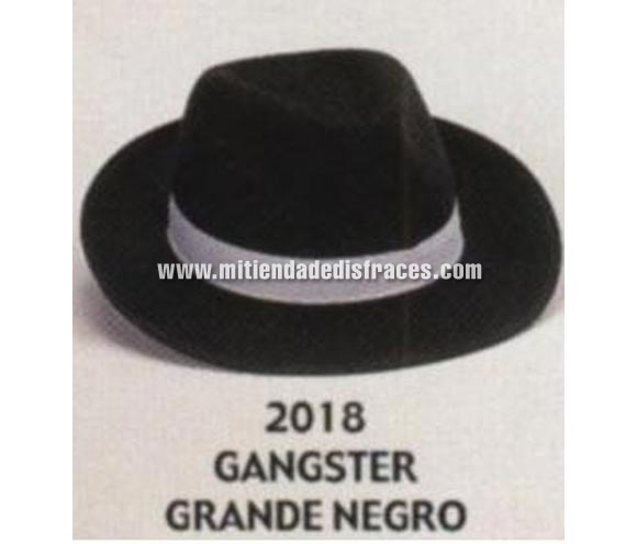 Sombrero de Ganster grande negro con cinta blanca. Buena calidad, fabricado artesanalmente en España. Posibilidad de ajuste de precio para grupos. Sombrero de Michael Jackson.