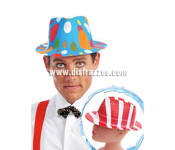 Sombrero de Ganster de colores de plástico. Dos colores surtidos, precio por unidad, se venden por separado.