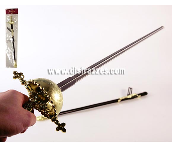 Florete con funda para Carnaval. Medidas del embalaje 71x17 cm. Espada ideal como complemento de tu disfraz de Mosquetero o Mosquetera.
