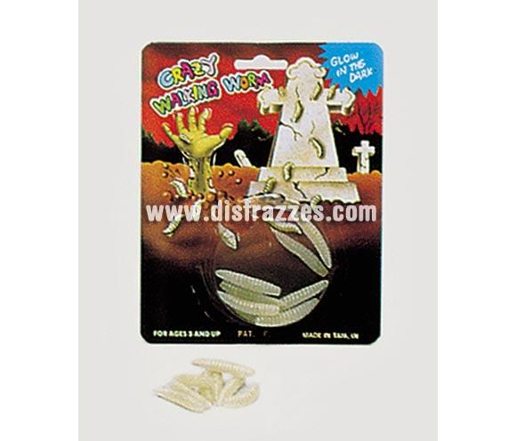 Blister de 8 Gusanos fluorescentes para Halloween. Apropiados para utilizarlos con maquillaje y para decoración de Discotecas,  Pub's, Restaurantes, Colegios y Casas particulares en Halloween y así crear un ambiente terrorífico y tenebroso típico de la Fiesta de Halloween cada vez más seguida por todos.
¡¡Compra la decoración y el maquillaje para Halloween en nuestra tienda de disfraces, será divertido!!