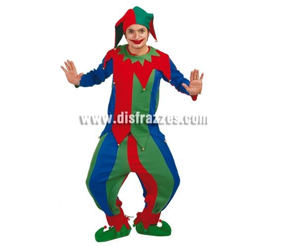 Disfraz de Bufón Adulto. Talla única 52/54. Incluye: Gorro y traje.