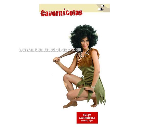 Disfraz de Cavernícola o Troglodita económico. Talla única 42/44. Incluye VESTIDO-LIGAS. Mujer primitiva de las cavernas. Maza, collar y peluca NO incluidos, podrás verlos en las sección de Complementos.