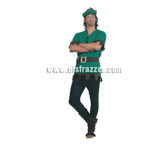 Disfraz de Robin Hood Adulto. Talla única 52/54. Incluye sombrero, casaca, cinturón, pantalón y polainas. Disfraz de Peter Pan o de Arquero para hombre.