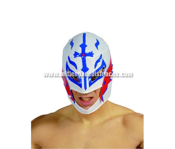 Máscara de lucha libre Blanca. Máscara de luchador. Rey Misterio.