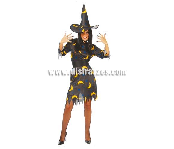 Disfraz de Bruja Luna adulta para Halloween barato. Talla única válida hasta la 42/44. Incluye gorro, vestido y cinturón. Éste disfraz de Halloween es ideal para celebrar la Fiesta de la Noche de las Brujas cada vez más arraigada en nuestro País en Pubs, Discotecas, Casas particulares,  Restaurantes o Colegios y ayudar a crear un ambiente terrorífico y tenebroso indispensable para la Noche de Halloween la cual se celebra la víspera de Todos los Santos.
¡¡Compra tu disfraz para Halloween en nuestra tienda de disfraces, será divertido!!