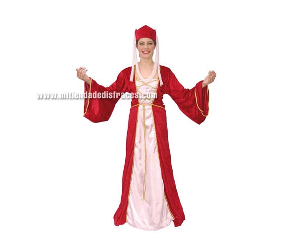 Disfraz de Reina Medieval Adulto. Talla única 42/44. Incluye vestido y tocado.