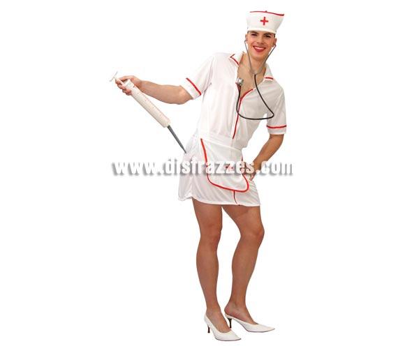 Disfraz barato de Enfermera hombre adulto para Carnaval. Talla única 52/54. Incluye cofia, vestido y delantal. Jeringuilla y estetoscopio NO incluidos. Podrás verlos en la sección Complementos. 
¡¡Compra tu disfraz para Carnaval en nuestra tienda de disfraces, será divertido!!
