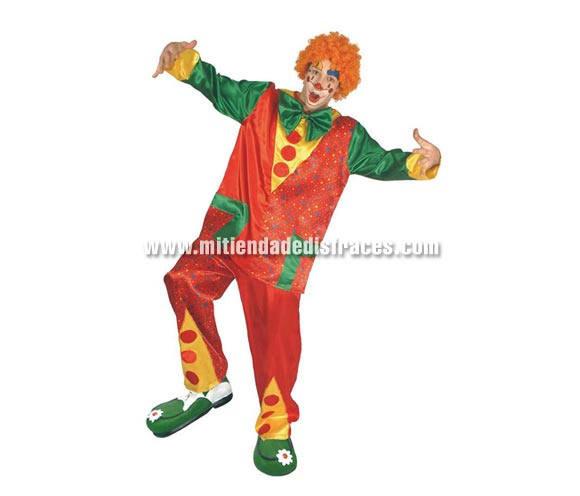 Disfraz de Payaso Adulto. Talla única 54/56. Incluye casaca, pajarita y pantalón. Peluca y zapatones NO incluidos, podrás verlos en la sección de complementos.