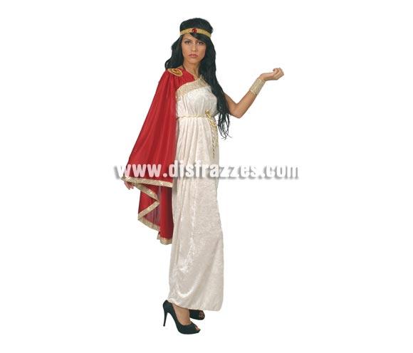 Disfraz de Romana adulta para Carnavales. Talla única válida hasta la 42/44. Incluye cinta cabeza, vestido y capa. Tela de terciopelo.