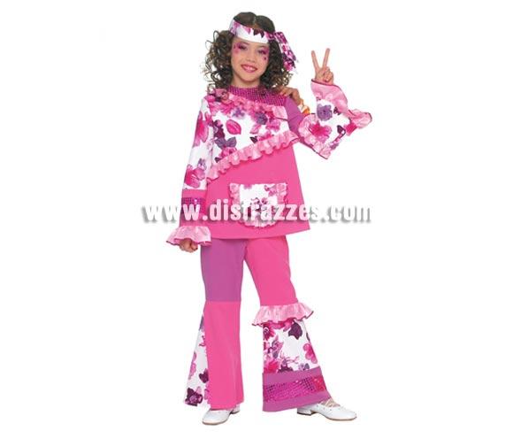 Disfraz de Hippie Infantil de 7 a 9 años. Incluye cinta cabeza, casaca y pantalón.