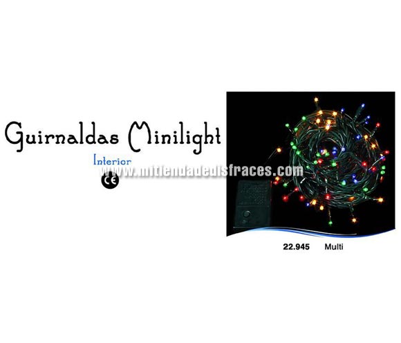Guirnalda de 100 luces Mini Light multicolor con efecto multifunción. Con marca CE. Ideal para decorar el árbol de Navidad, el Belén o cualquier espacio de la casa.