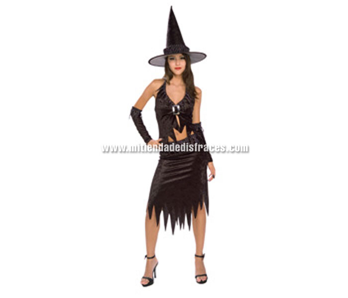 Disfraz de Bruja de la Media Noche adulta para Halloween. Talla adolescente de 13 a 15 años o talla S. Incluye sombrero, top, manguitos y falda. Éste disfraz de Halloween es ideal para celebrar la Fiesta de la Noche de las Brujas cada vez más arraigada en nuestro País en Pub's, Discotecas, Casas particulares,  Restaurantes o Colegios y ayudar a crear un ambiente terrorífico y tenebroso indispensable para la Noche de Halloween la cual se celebra la víspera de Todos los Santos.
¡¡Compra tu disfraz para Halloween en nuestra tienda de disfraces, será divertido!!
