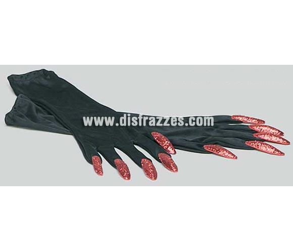 Guantes largos con uñas rojas de escarcha para Halloween. Ideal como complemento de tu disfraz de Halloween para ir de Fiesta a Pub's, Discotecas, Casas particulares o Restaurantes y ayudar a crear un ambiente terrorífico y tenebroso en Halloween.