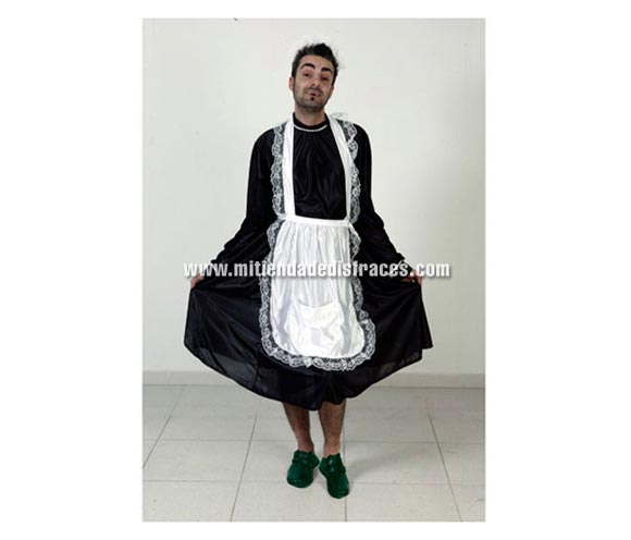Disfraz de Chacha hombre. Talla única 52/54. Incluye vestido, delantal y cofia. Disfraz de Sirvienta para hombre, un disfraz ideal para Despedidas de Soltero.