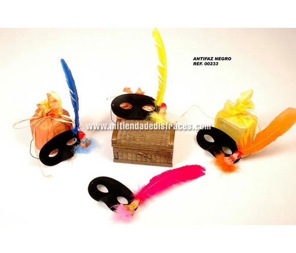 Antifaz negro con pene y pluma. Se venden por separado. Perfecto para Despedidas de Soltero o Soltera.