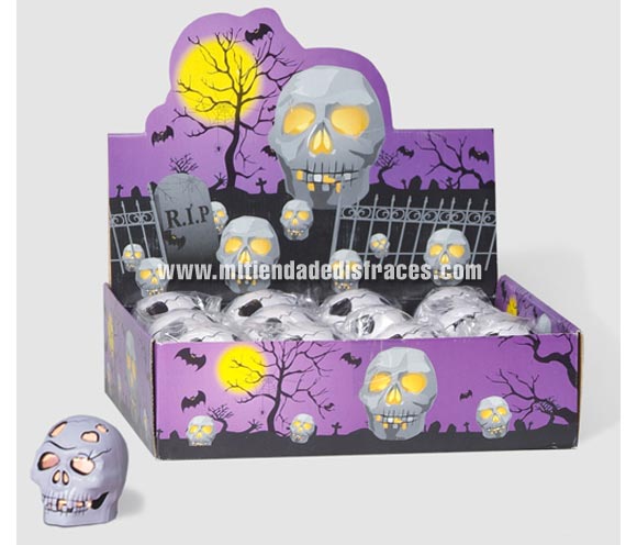 Calavera con luz intermitente 10 cm. Precio por unidad.