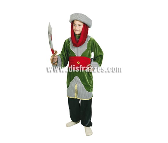 Disfraz de Principe Árabe o de Paje Real para Carnaval y para Navidad barato. Talla de 10 a 12 años. Incluye turbante, blusón, cinturón y pantalones. Éste disfraz de Navidad es ideal para la época Navideña en la que los niños hacen teatros de Belenes e interpretan canciones tradicionales en los Colegios y se comienzan a preparar las Fiestas en las que Reina la Paz y la Unidad. Disfrazándote con un disfraz para Navidad, o disfrazando a tus hijos con disfraces de Navidad, ayudas a crear ese ambiente mágico en el que los peques se sienten protagonistas y sienten el auténtico Espíritu Navideño que entre todos debemos crear.
¡¡Compra tu disfraz para Navidad en nuestra tienda de disfraces, será divertido!!
