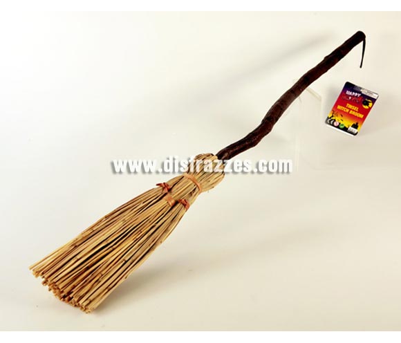 Escoba de Bruja de 87 cm. para Halloween. Precio barato. Perfecta también como complemento del disfra de Muñeco de Nieve en Navidad