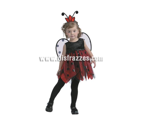 Disfraz de Hada Mariquita. Talla de 2 a 4 años. Incluye vestido, tocado y alas. Pero que reguapa que están las niñas con éste disfraz.