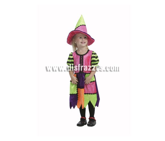 Disfraz de Brujita o Bruja talla de 2 a 4 años. Incluye vestido y sombrero.