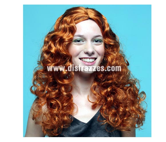 Peluca larga ondulada caoba adultos para Carnaval. Talla universal de adultos. Ideal como complemento de tu disfraz para Carnaval y Halloween para los disfraces de Bruja, Diablesa, Vampiresa, etc.