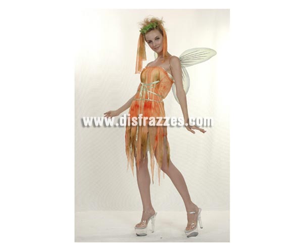 Disfraz barato de Duendecilla del Bosque adulta. Talla standar 38/42. Incluye vestido, tocado del pelo y alas. Disfraz de Hada para Carnaval o para Cabalgatas de Reyes en Navidad.