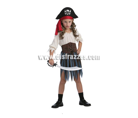 Disfraz de Pirata del Caribe niña talla de 7 a 9 años. Incluye vestido, corpiño, cubrebotas y sombrero. Espada no incluida, podrás verla en la sección Complementos. Éste disfraz de Carnaval es ideal para divertirse en las Fiestas de Carnavales tan divertidas y estrambóticas como siempre y que cada vez se celebran en más Pueblos, Villas  y Ciudades, tanto en la calle como en Pubs, Discotecas, Casas particulares, Restaurantes o Colegios y disfrazándote con un traje de Carnaval ayudarás a crear ese ambiente Carnavalesco, tan divertido, multicolor y variopinto que a todos nos fascina y nos divierte.
¡¡Compra tu disfraz para Carnaval en nuestra tienda de disfraces, será divertido!!

