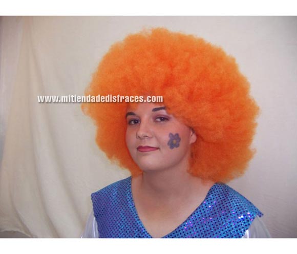 Peluca super afro naranja. Muy buena calidad. Fabricada en España. Talla universal.