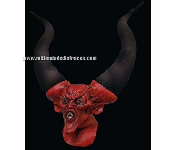 Máscara de Diablo de cuernos gigantes de látex. Alta calidad. Fabricada artesanalmente por una empresa que hacen efectos especiales para Hollywood. Es espectacular, mide 90 x 70 cms.