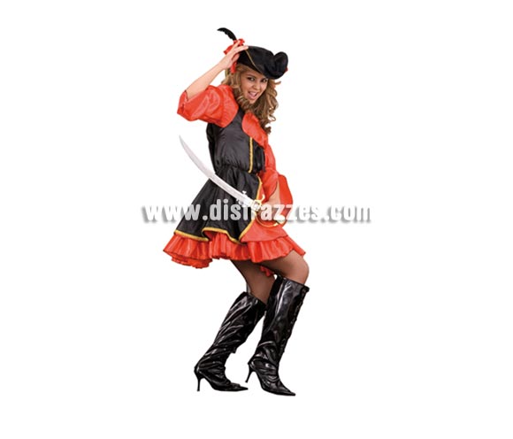 Disfraz de Corsaria Sexy adulta. Talla úStandar M-L = 38/42. Incluye gorro, gargantilla y vestido. Disfraz de Pirata Sexy para mujer.