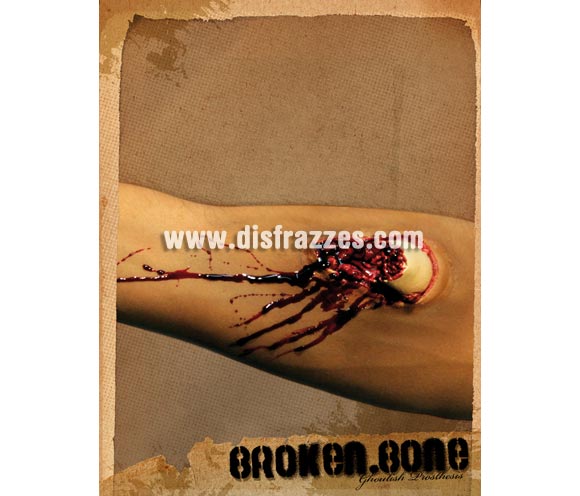 Maquillaje FX de látex hueso roto para Halloween. Broken Bone FX. Artículo de Maquillaje FX fabricado en látex ideal para caracterizarte en Carnaval, en Halloween o en cualquier fecha del año que tengas ocasión para ir de Fiesta a Pubs, Discotecas, Casas particulares, Restaurantes o Colegios y ayudar a crear un ambiente Festivo propio de la Fiesta a la que acudas.
¡¡Compra el maquillaje FX para tu disfraz de Carnaval o de Halloween en nuestra tienda de disfraces, será divertido!!
