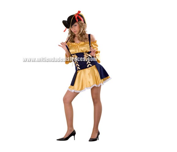 Disfraz de Bucanera Sexy adulta. Disfraz de Pirata Sexy. Talla única 42/44. Incluye gorro y vestido. Disfraz de Pirata Sexy para mujer.