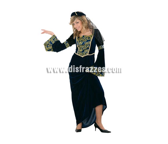 Disfraz barato de Dama Medieval de la Corte adulta. Talla standar 38/42. Incluye tocado y vestido. Éste traje es genial para Ferias o Fiestas Medievales.