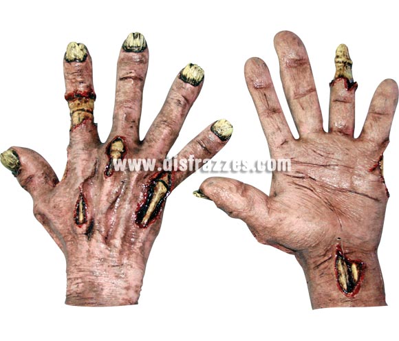 Manos de Zombie deshechas de látex para Halloween. Alta calidad. Fabricadas en látex artesanalmente por una empresa que hacen efectos especiales para Hollywood. Ideal como complemento de tu disfraz de Halloween para ir de Fiesta a Pubs, Discotecas, Casas particulares o Restaurantes y ayudar a crear un ambiente terrorífico y tenebroso en la Fiesta de Halloween.
¡¡Compra los complementos de tu disfraz para Halloween en nuestra tienda de disfraces, será divertido!!
