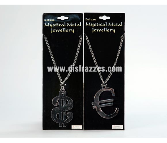 Colgante + Cadena de metal símbolo del Dollar o del Euro para Carnavales. Ideal como complemento de tu disfraz para Carnaval para ir de Fiesta a Pubs, Discotecas, Casas particulares, Restaurantes o Colegios y ayudar a crear un ambiente Carnavalesco y Festivo propio de la Fiesta de Carnavales.
¡¡Compra el complemento para tu disfraz de Carnaval en nuestra tienda de disfraces, será divertido!!
