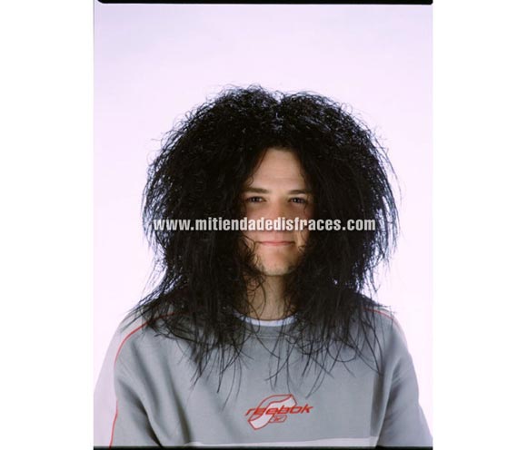 Peluca mezcla rizo y liso negro. Muy buena calidad. Fabricada en España. Talla universal.