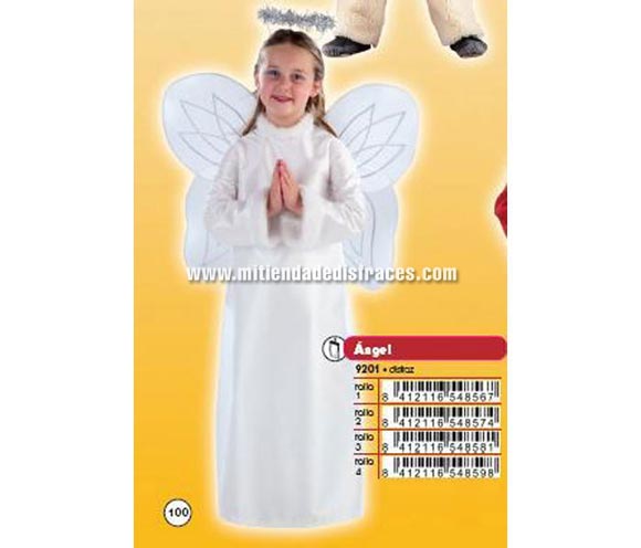 Disfraz de Angel con alas talla de 3 a 5 años. Incluye vestido y alas.