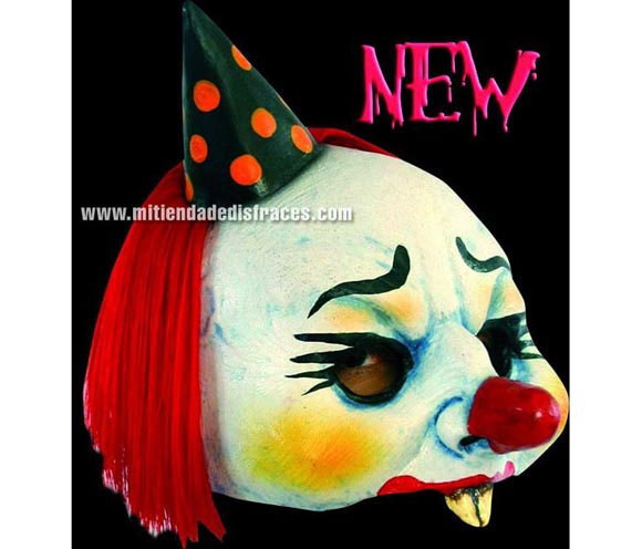 Máscara Open Yordi Clown. Alta calidad. Fabricada en látex artesanalmente por una empresa que hacen efectos especiales para Hollywood. Media máscara de Payaso Yordi.