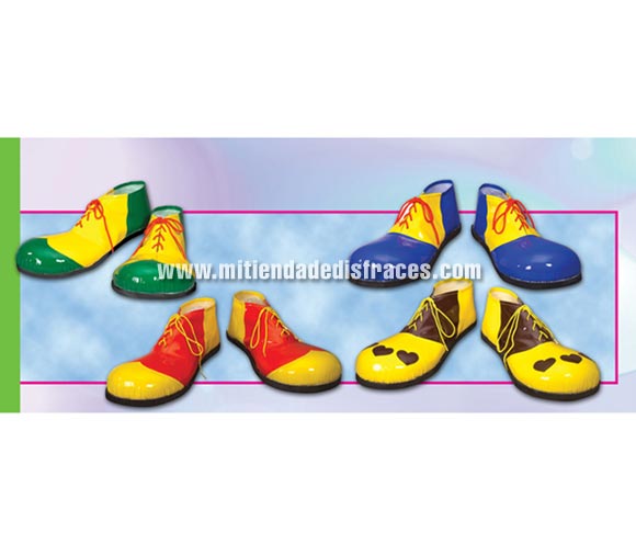 Par de Zapatos o Zapatones Payaso Hombre 37 cms. 4 colores surtidos. Precio por par, se venden por separado.