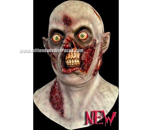 Máscara de Zombie Gutarg. Alta calidad. Fabricada en látex artesanalmente por una empresa que hace efectos especiales para Hollywood. Máscara de cabeza entera. Máscara de Zombie de cara roída.