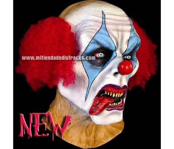 Máscara de Psyco Clown. Alta calidad. Fabricada en látex artesanalmente por una empresa que hace efectos especiales para Hollywood. Máscara de cabeza entera. Máscara de Payaso Psicópata.