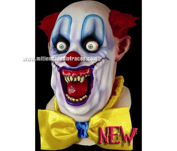 Máscara de Rico the Clown. Alta calidad. Fabricada en látex artesanalmente por una empresa que hace efectos especiales para Hollywood. Máscara de cabeza entera. Máscara de Rico el Payaso.