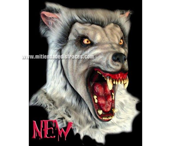 Máscara de Snow Wolf. Alta calidad. Fabricada en látex artesanalmente por una empresa que hace efectos especiales para Hollywood. Máscara de cabeza entera. Máscara de Hombre Lobo de las Nieves.