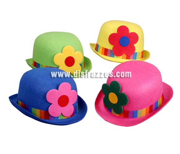 bombín flores 4 colores surtidos para carnaval por sólo 2 95