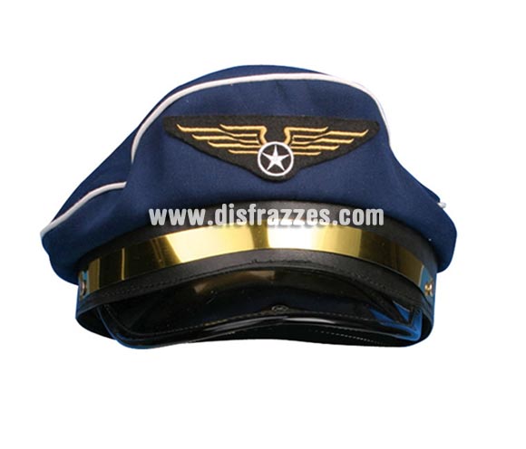 Gorra de aviador de color azul para Carnaval. Ideal como complemento de tu disfraz de Piloto.